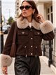 Chaqueta efecto piel con cuello y puños de pelo
