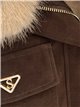 Chaqueta efecto piel con cuello y puños de pelo