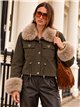 Chaqueta efecto piel con cuello y puños de pelo