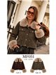 Chaqueta efecto piel con cuello y puños de pelo