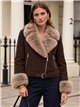 Chaqueta biker efecto piel con pelo
