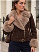 Chaqueta biker efecto piel con pelo