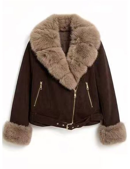 Chaqueta biker efecto piel con pelo