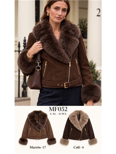 Chaqueta biker efecto piel con pelo 2