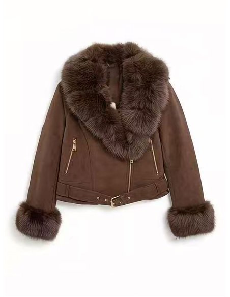 Chaqueta biker efecto piel con pelo
