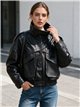 Chaqueta bomber efecto piel cuello alto