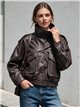 Chaqueta bomber efecto piel cuello alto