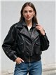 Chaqueta biker efecto piel con bolsillos