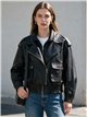 Chaqueta biker efecto piel con bolsillos