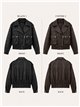 Chaqueta biker efecto piel con bolsillos