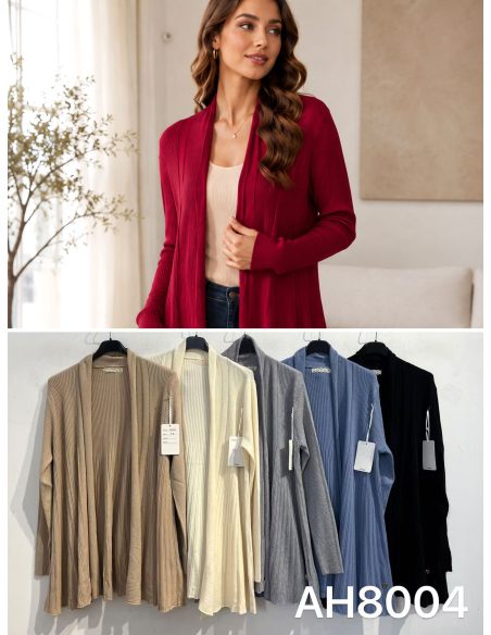 Oversized long ribbed cardigan | ZD-AH8004 | B2B | Eshermosa
