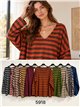 T-shirt rayé oversize à col en V