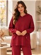 Hooded knit sweater and wide-leg trousers set