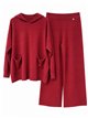 Hooded knit sweater and wide-leg trousers set