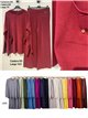 Hooded knit sweater and wide-leg trousers set