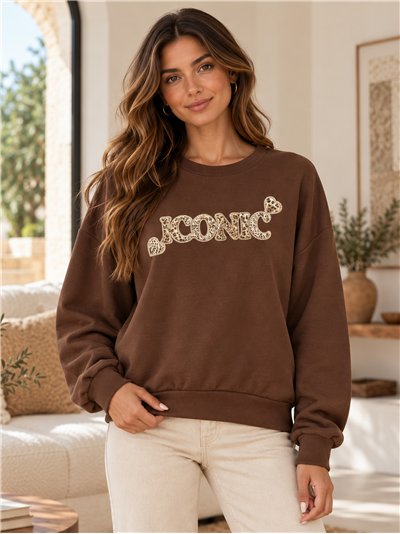 Sudadera amplia logo animal print
