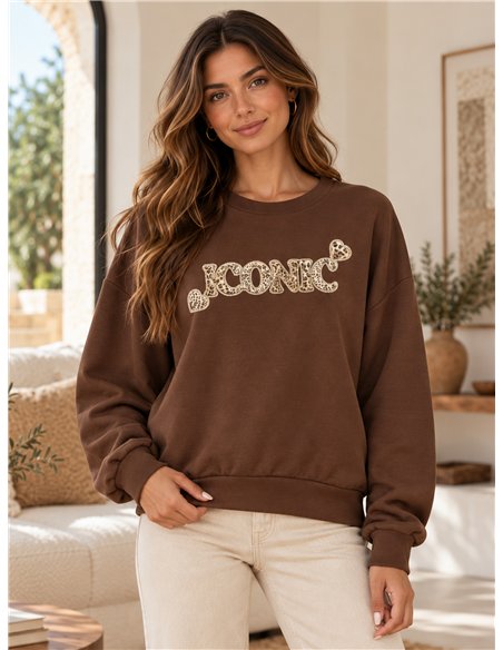 Sudadera amplia logo animal print