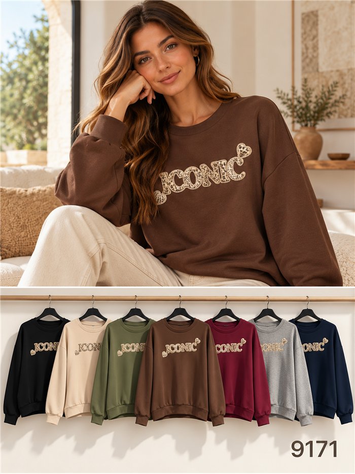 Sudadera amplia logo animal print