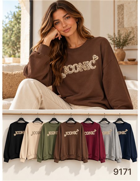 Sudadera amplia logo animal print