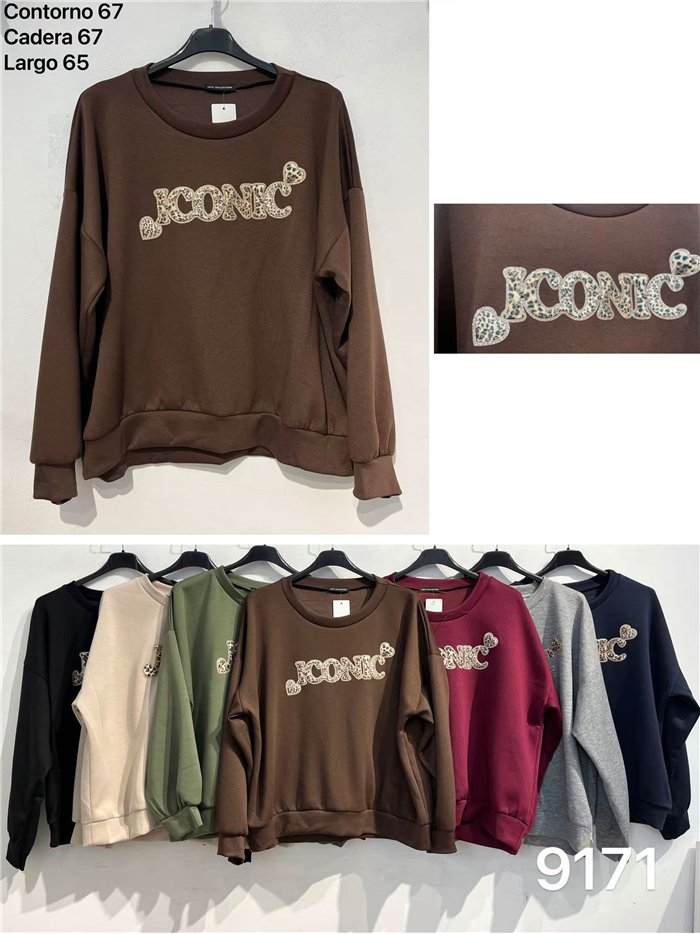Sudadera amplia logo animal print