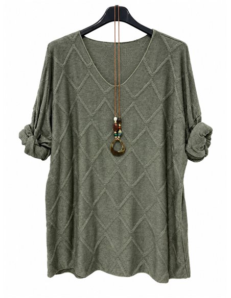 Jersey amplia con relieve geométrico y collar