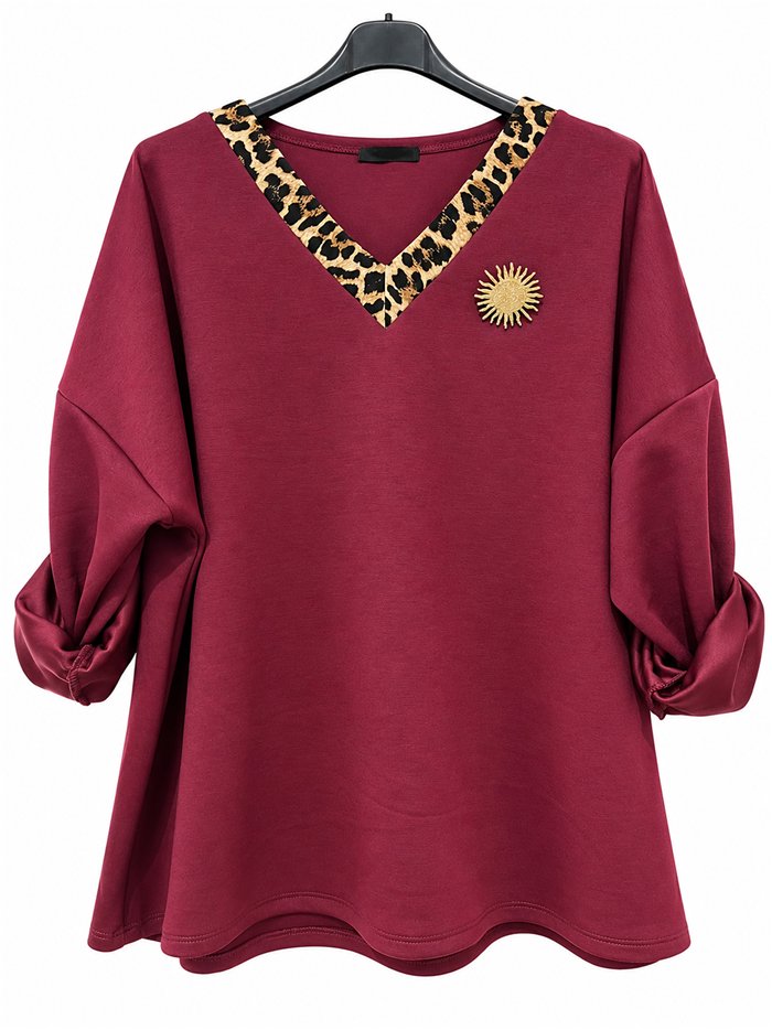 Sudadera amplia escote animal print