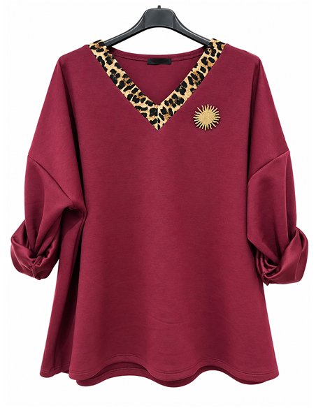 Sudadera amplia escote animal print