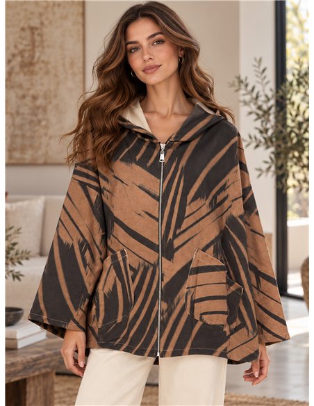 Chaqueta estampada talla grande con capucha