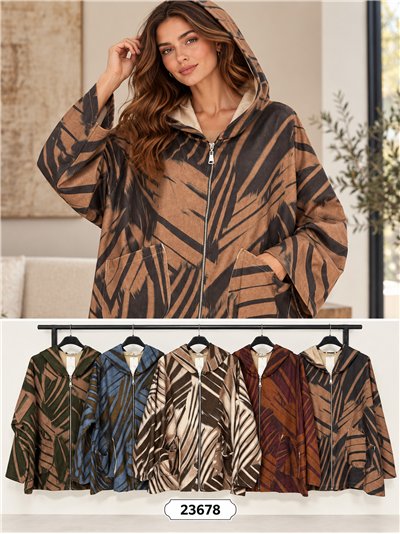 Chaqueta estampada talla grande con capucha 2
