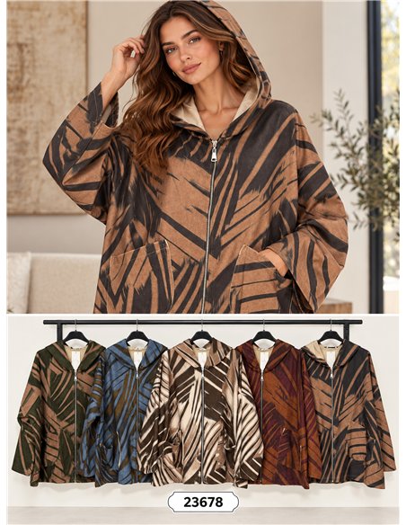Chaqueta estampada talla grande con capucha