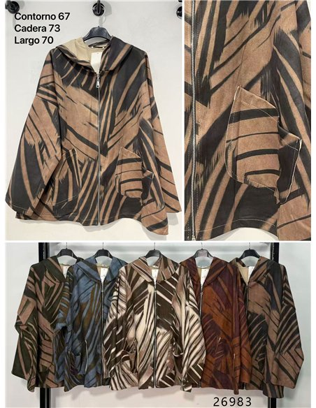 Chaqueta estampada talla grande con capucha