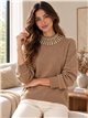 Pullover mit Perlenkragen