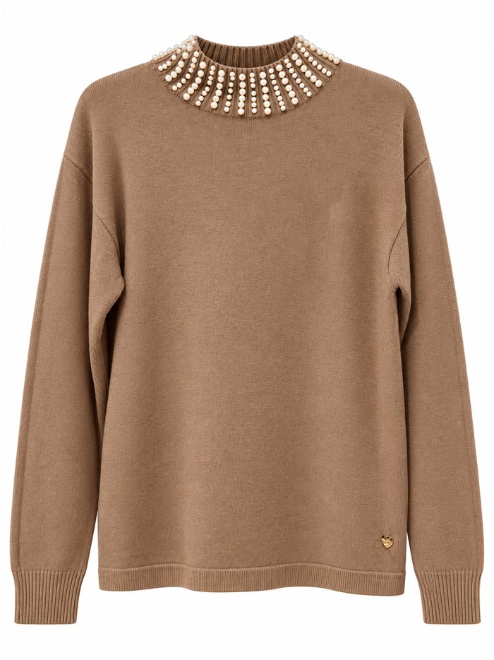 Pullover mit Perlenkragen