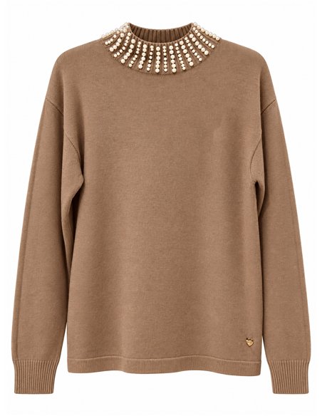 Pullover mit Perlenkragen