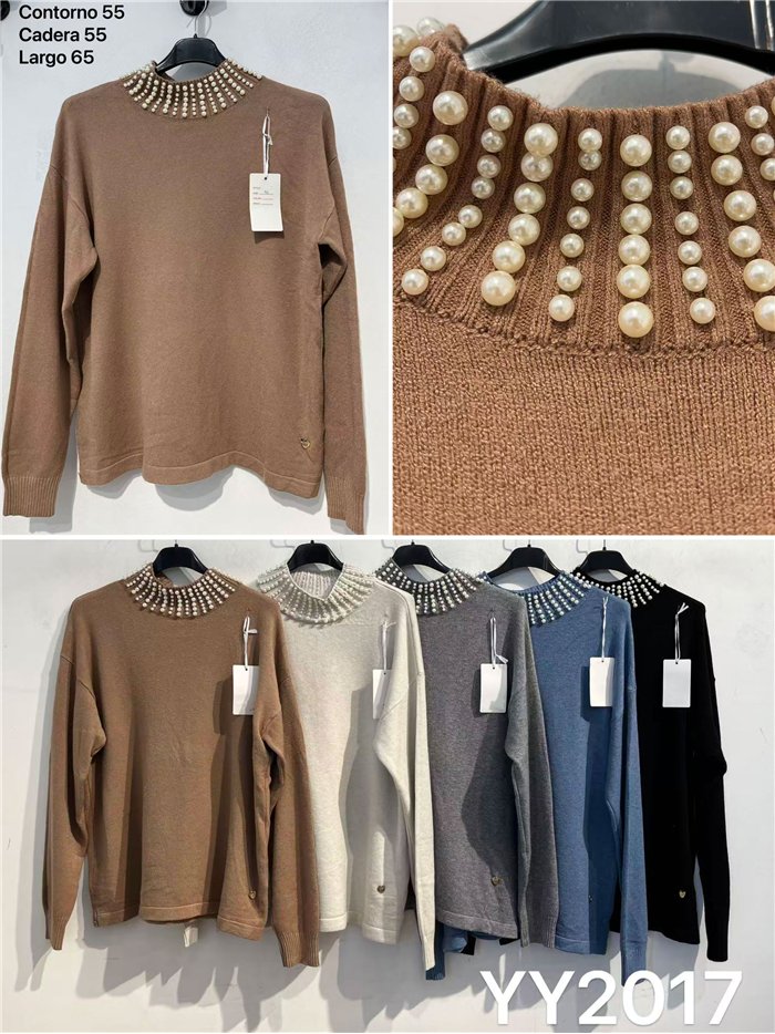 Pullover mit Perlenkragen