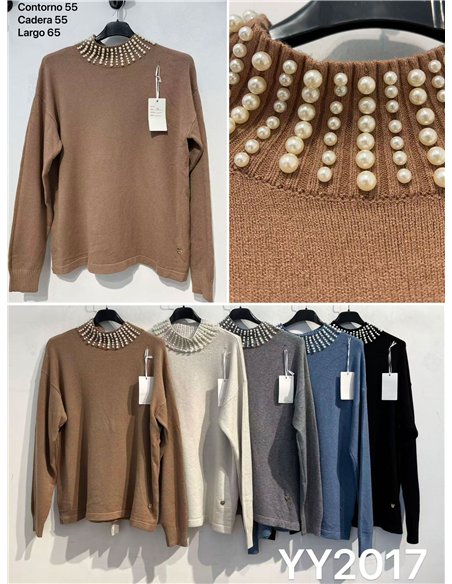 Pullover mit Perlenkragen