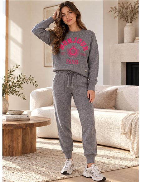 Bonjour Paris knit sweater and jogger trousers set
