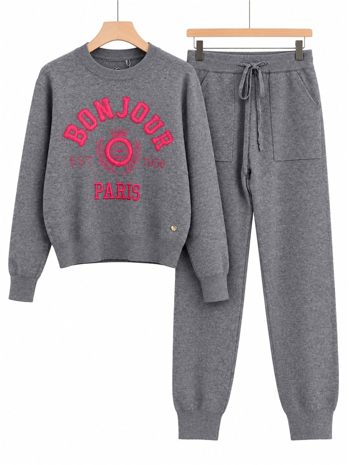 Bonjour Paris knit sweater and jogger trousers set