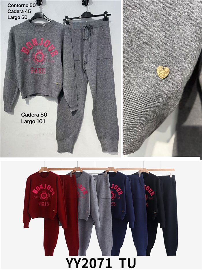 Bonjour Paris knit sweater and jogger trousers set