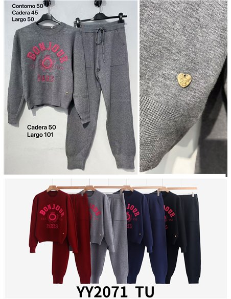 Bonjour Paris knit sweater and jogger trousers set
