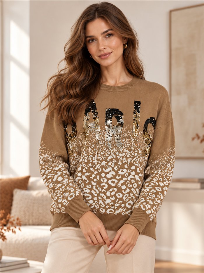 Jersey animal print con lentejuelas