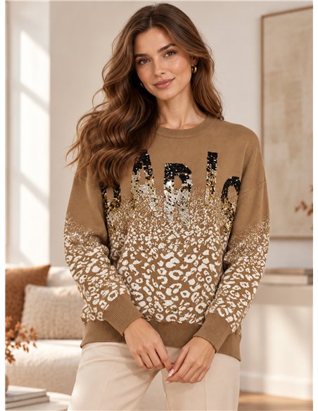 Jersey animal print con lentejuelas