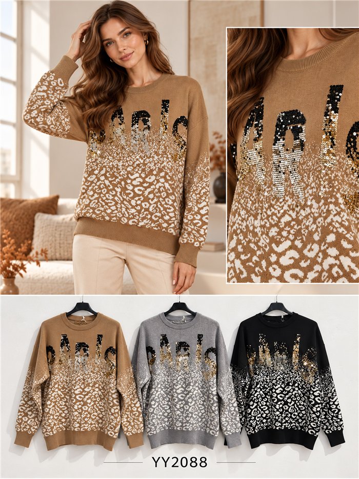 Jersey animal print con lentejuelas
