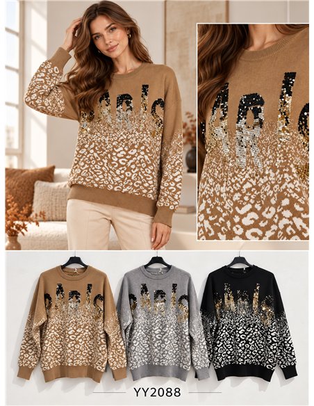 Jersey animal print con lentejuelas