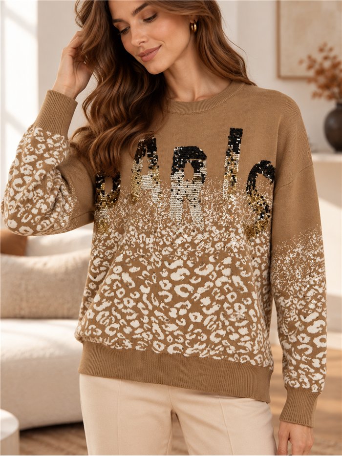 Jersey animal print con lentejuelas