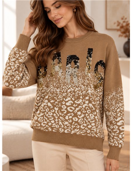 Jersey animal print con lentejuelas