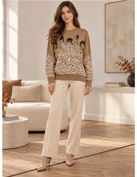 Jersey animal print con lentejuelas