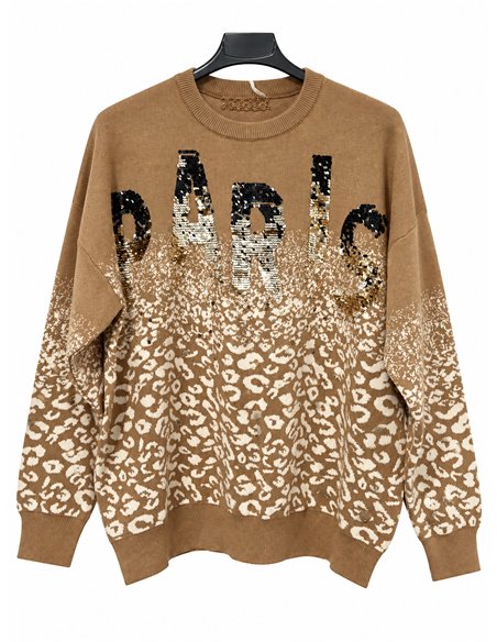 Jersey animal print con lentejuelas