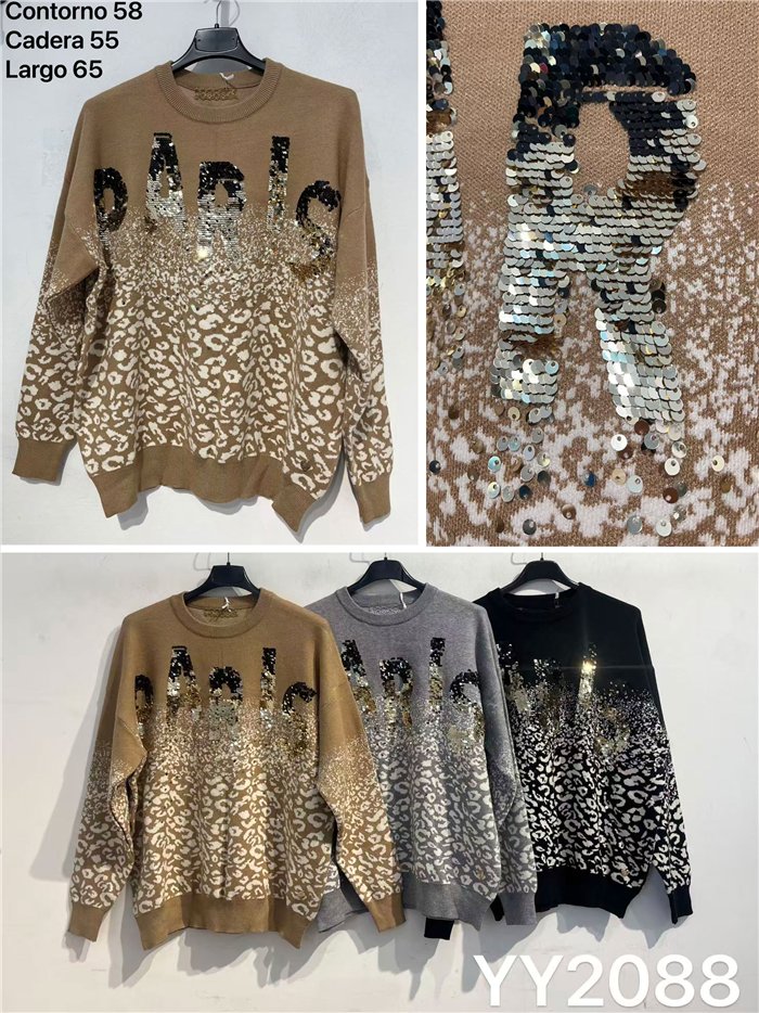 Jersey animal print con lentejuelas