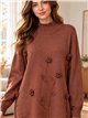 Jersey largo con flores en relieve